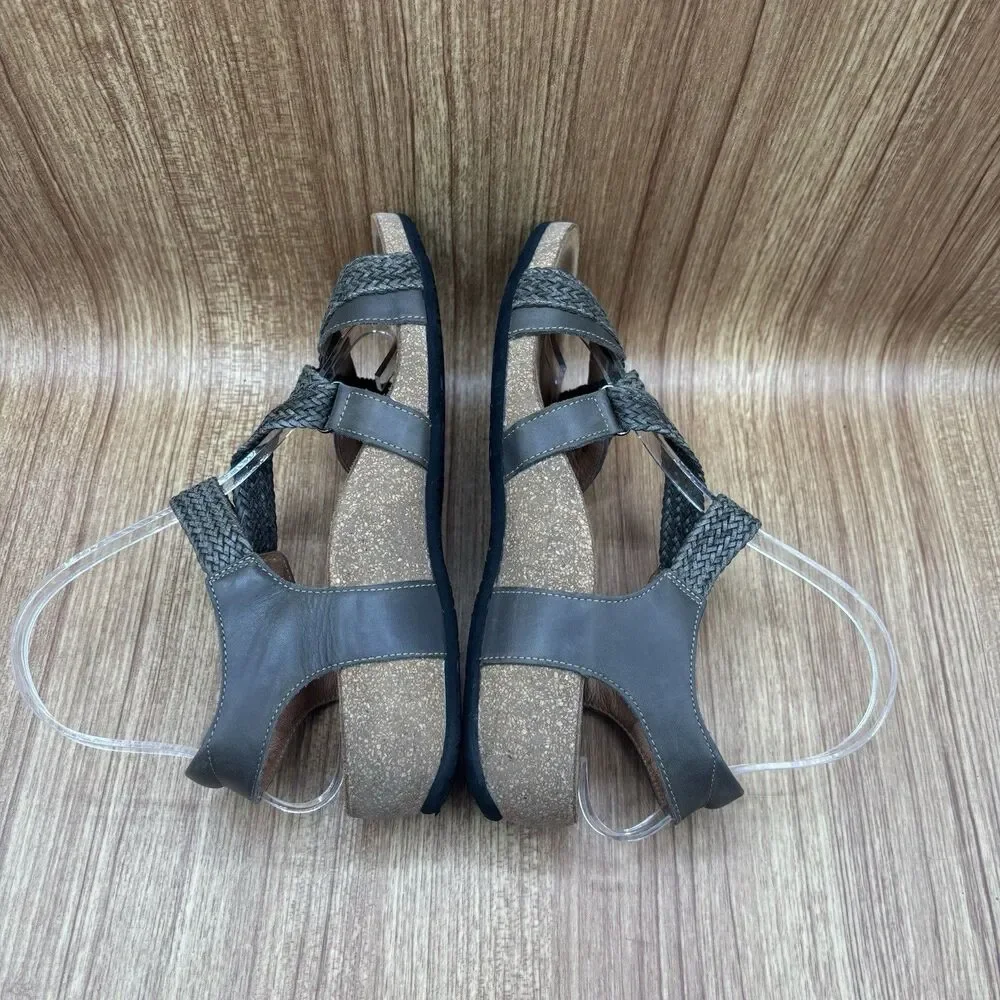 Taos Trulie Wedge‎ Sandals Womens Size 7-7.5 Olive Green Leather Comfort Shoes